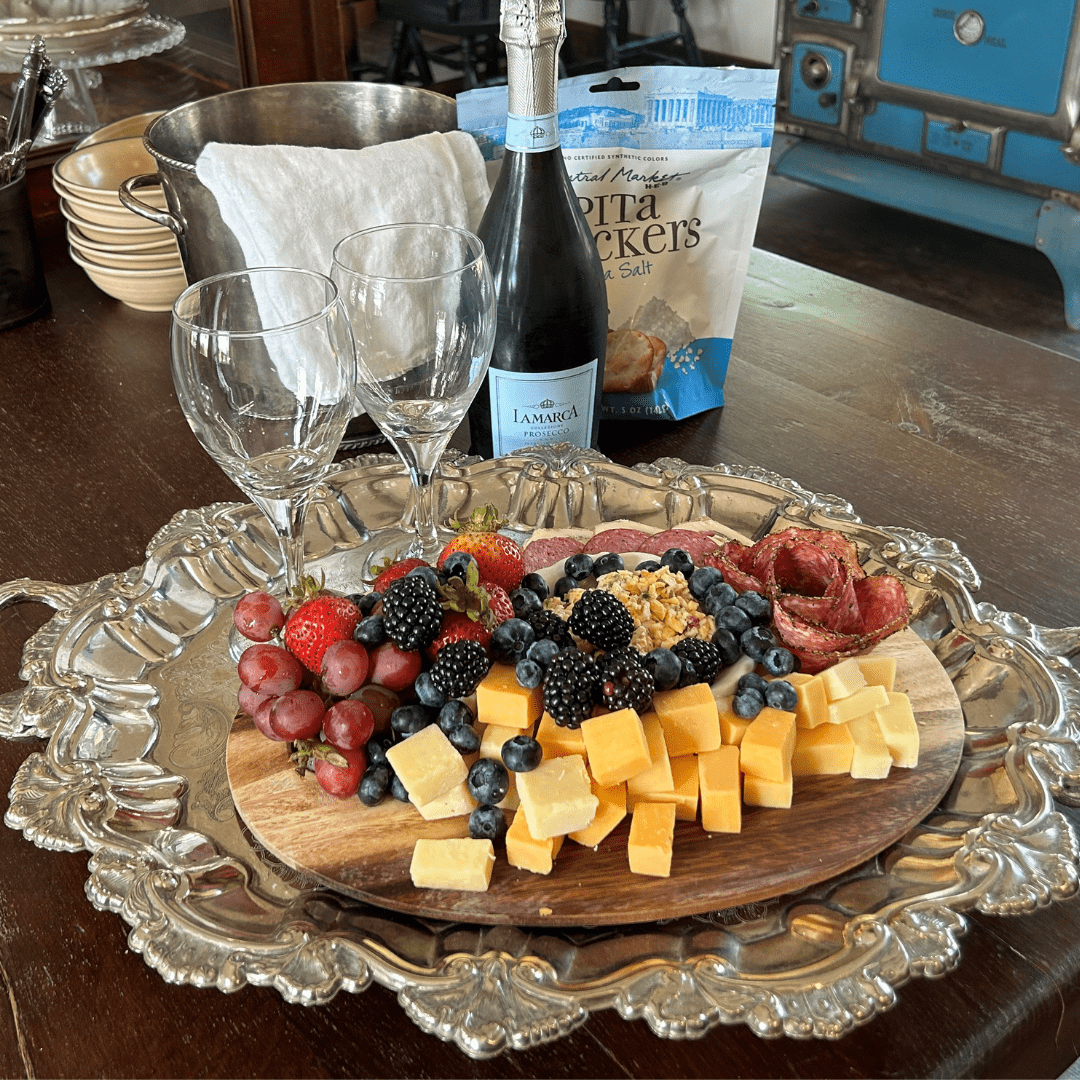 Inn_at_sunset_mill_Ranch_Texas_hill_country_Lodging - Inn at Sunset Mill Ranch Image of charcuterie board and prosecco
