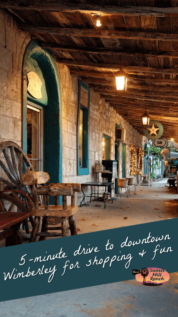 dowtown-wimberley - Inn at Sunset Mill Ranch image of sidewalk shopping area in wimberley