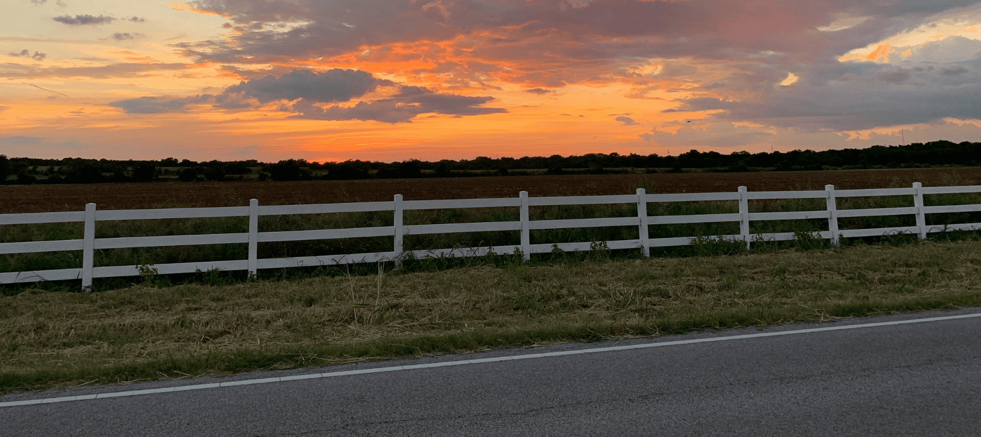 Image of sunset over pasture in Texas