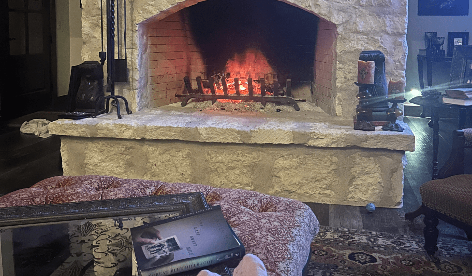 Image of fireplace at Inn at Sunset MIll Ranch , lodging in Wimberley Texas