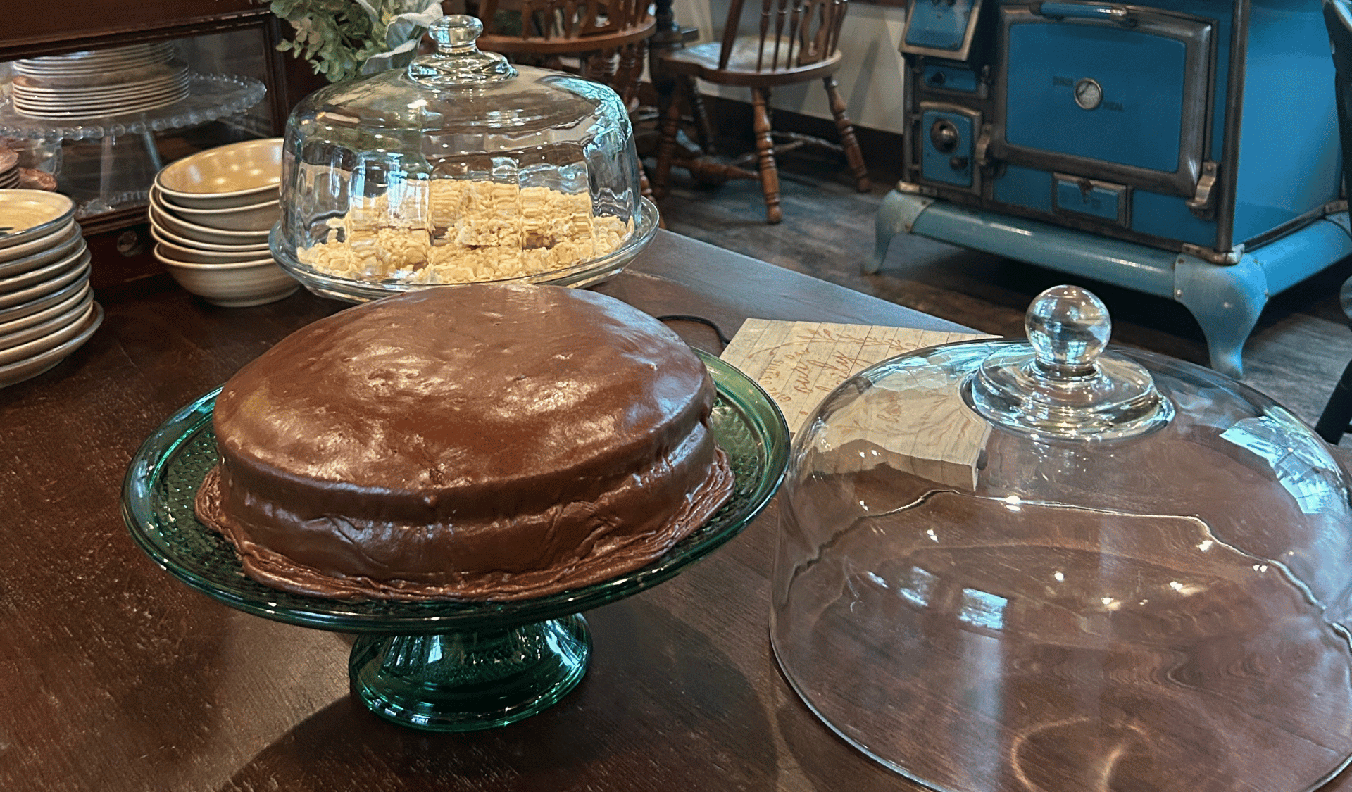 Image of homemade chocolate cake at inn at sunset mill ranch
